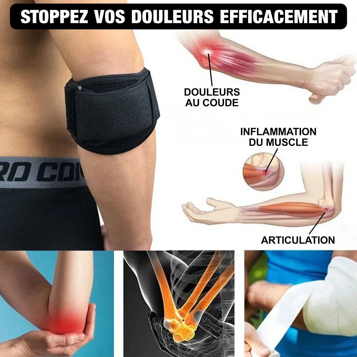 Attelle compression coude tendinite