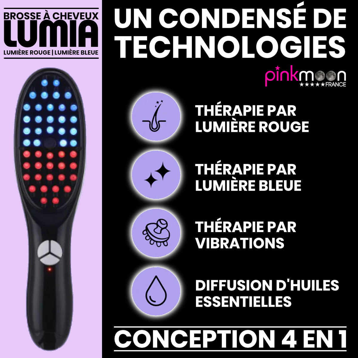 Brosse cheveux Lumia lumière rouge