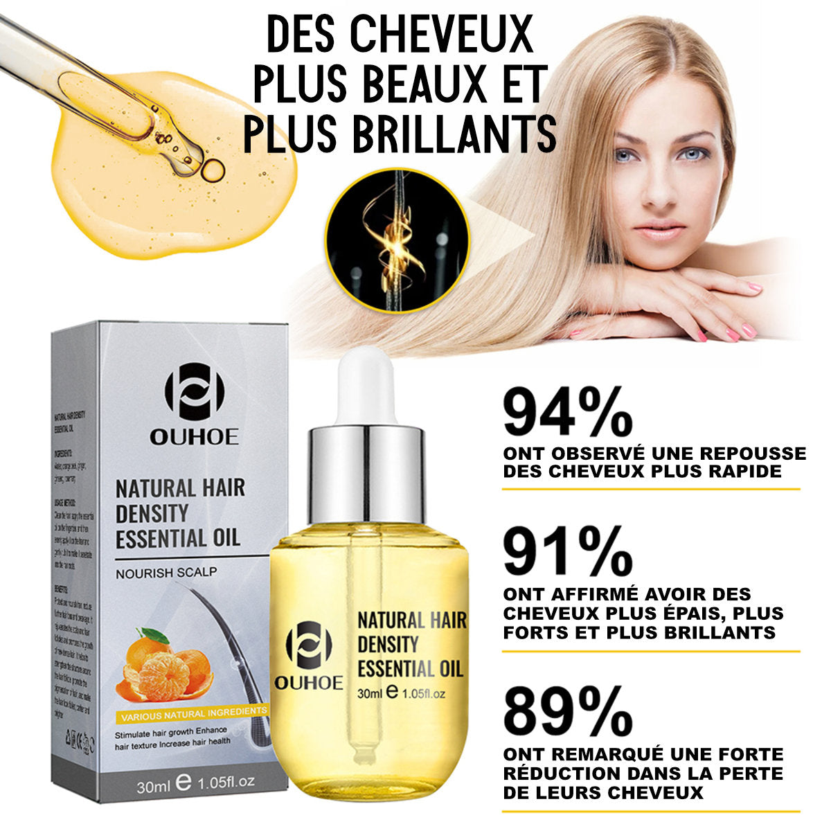 Huile essentielle pour cheveux au gingembre