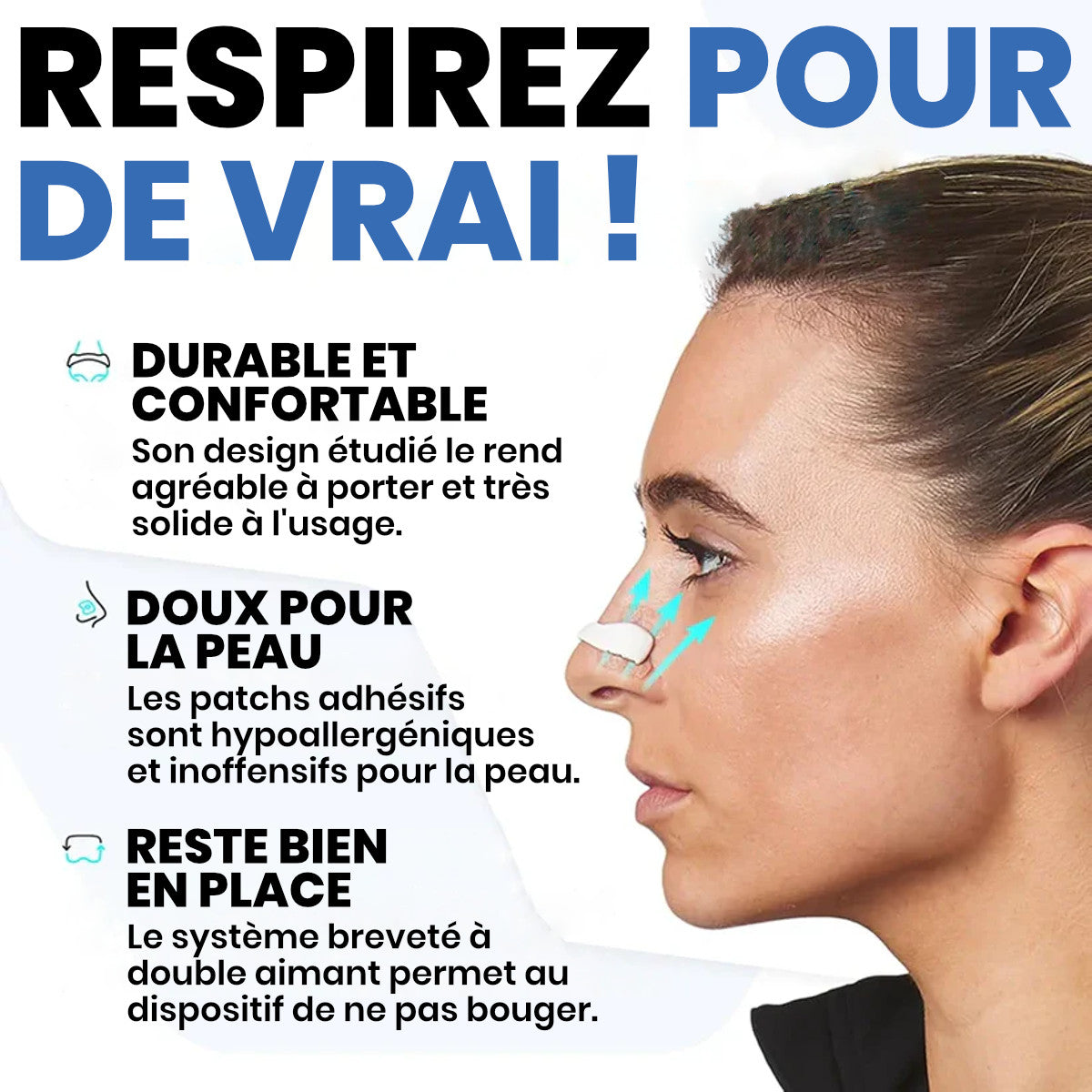 Bandes nasales magnétiques respiration