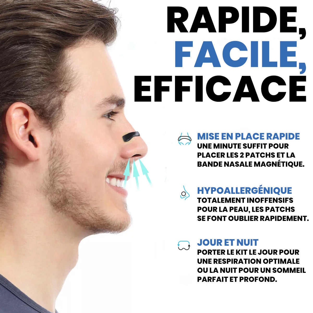 Bandes nasales magnétiques respiration