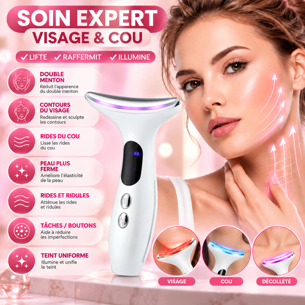 Appareil LED visage et cou Lumi-Skin PINKMOON