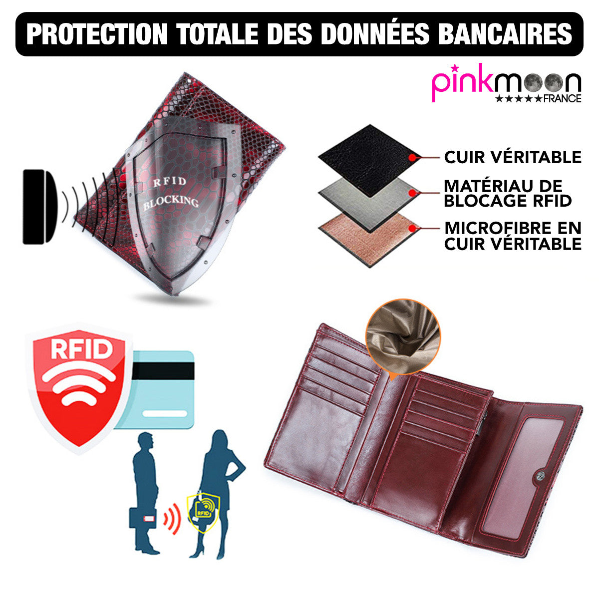 Portefeuille en cuir pour femme