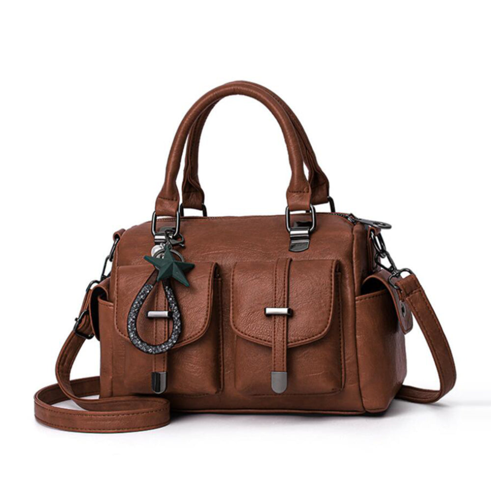 Sac à main femme cuir marron étoile tendance