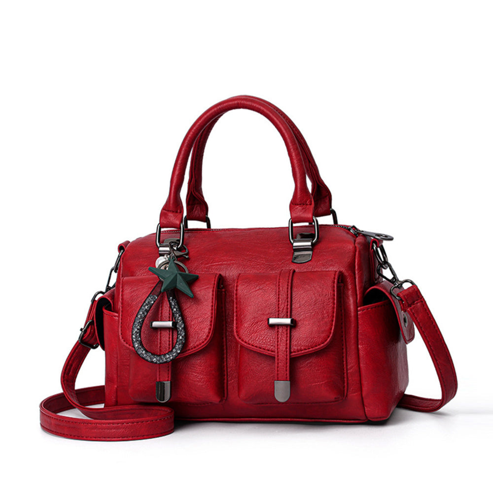 Sac à main femme cuir rouge étoile tendance