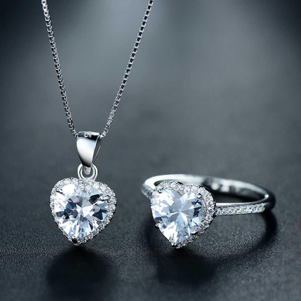 Parure Bague & Collier Crystal Hearts PINKMOON