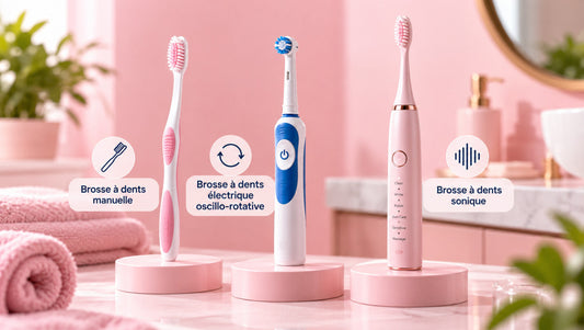 Comparaison entre une brosse manuelle, électrique et sonique