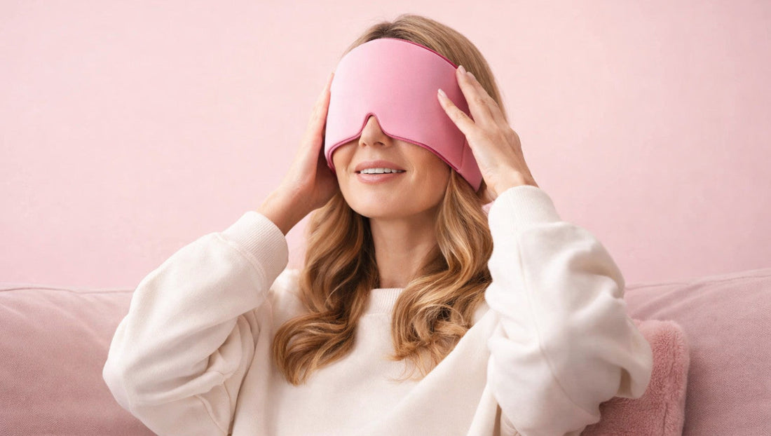 femme utilisant un masque migraine gel pour apaiser maux de tête