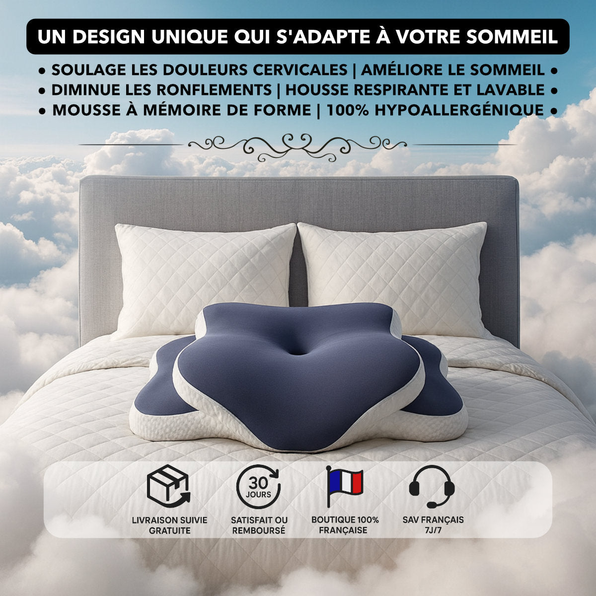 oreiller ergonomique mémoire de forme