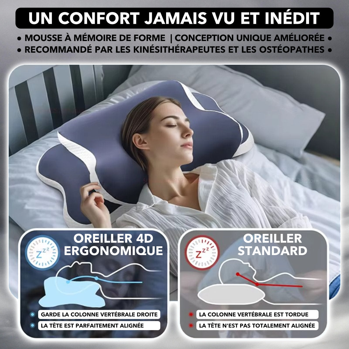 oreiller ergonomique mémoire de forme