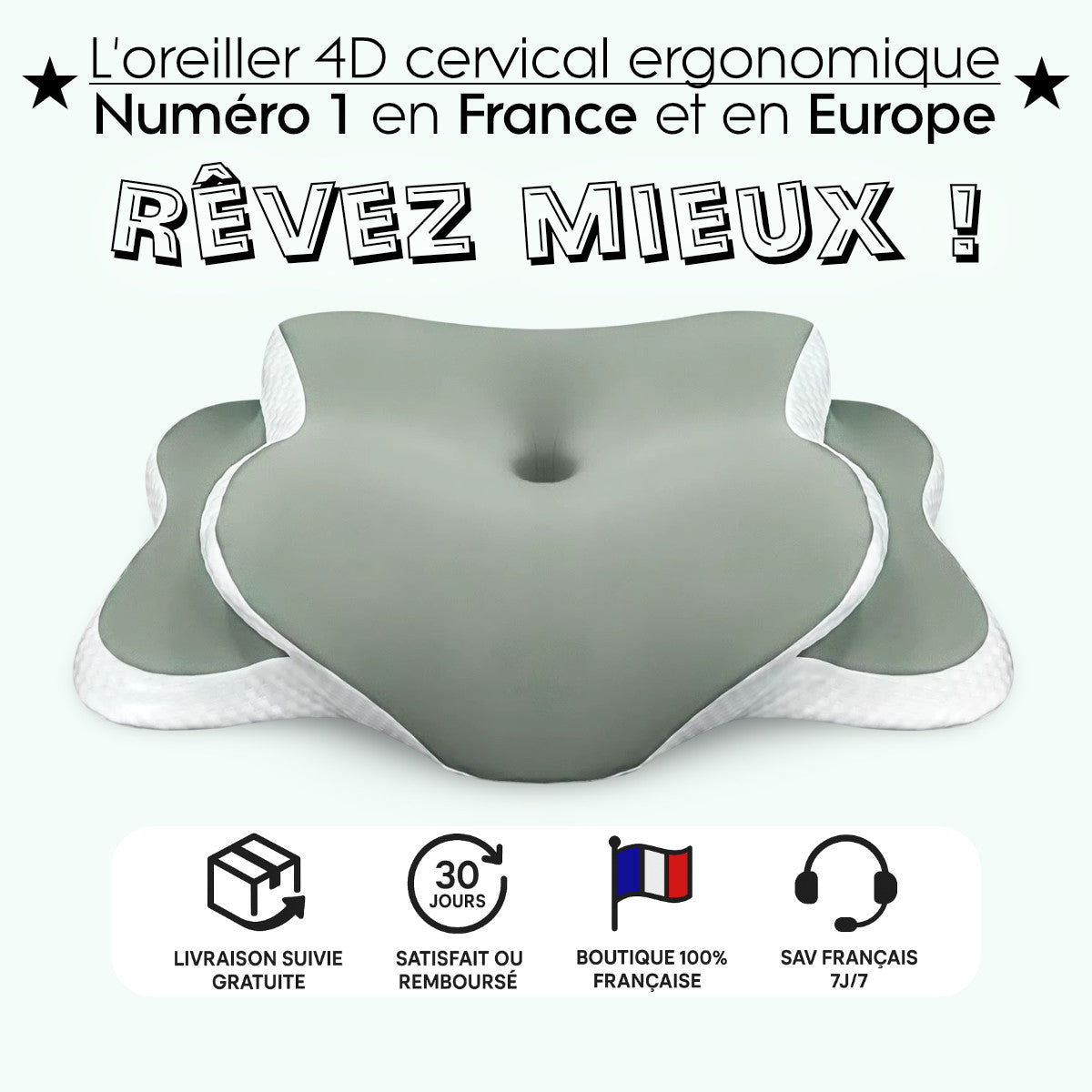 oreiller ergonomique mémoire de forme