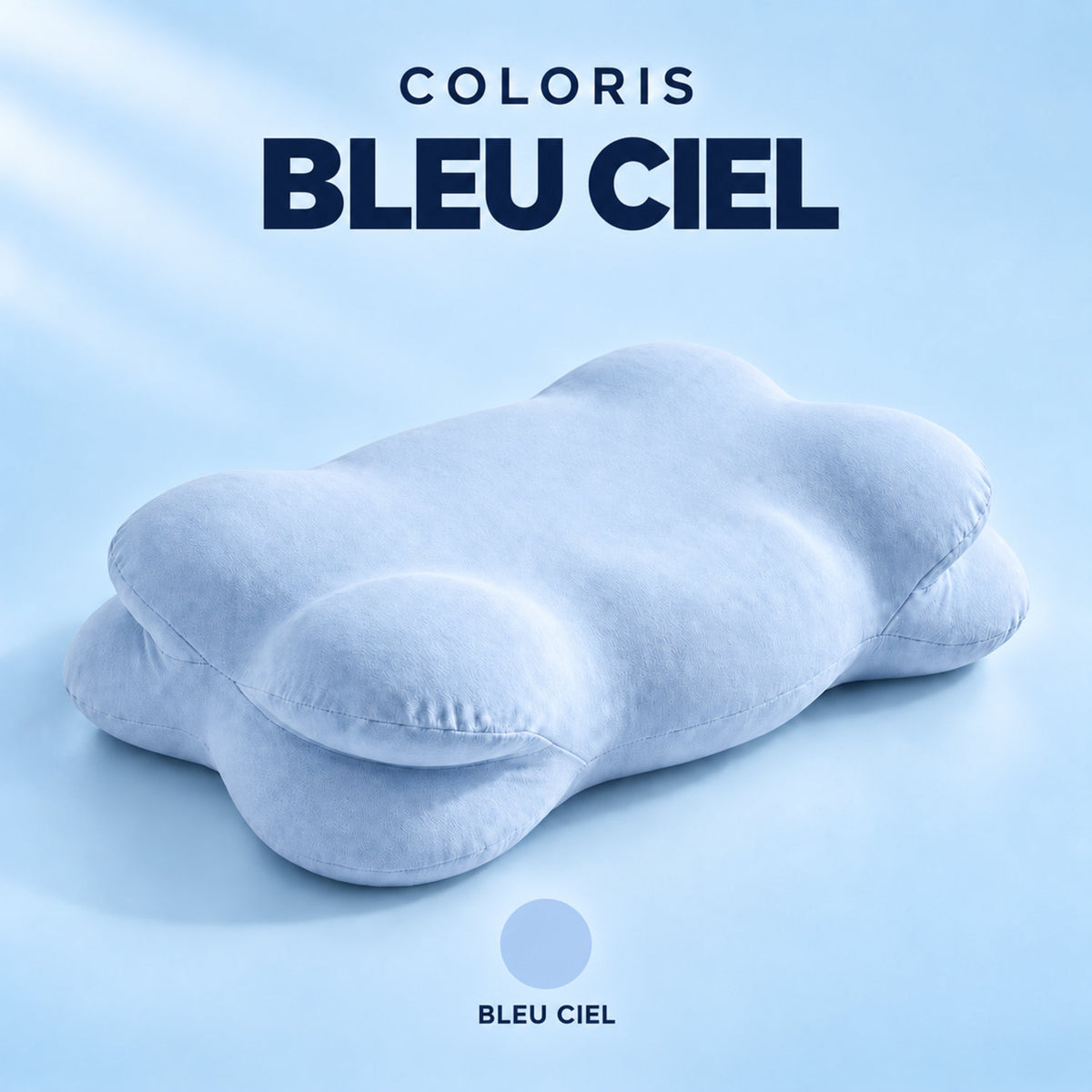 oreiller ergonomique à mémoire de forme NUAGE couleur bleu ciel