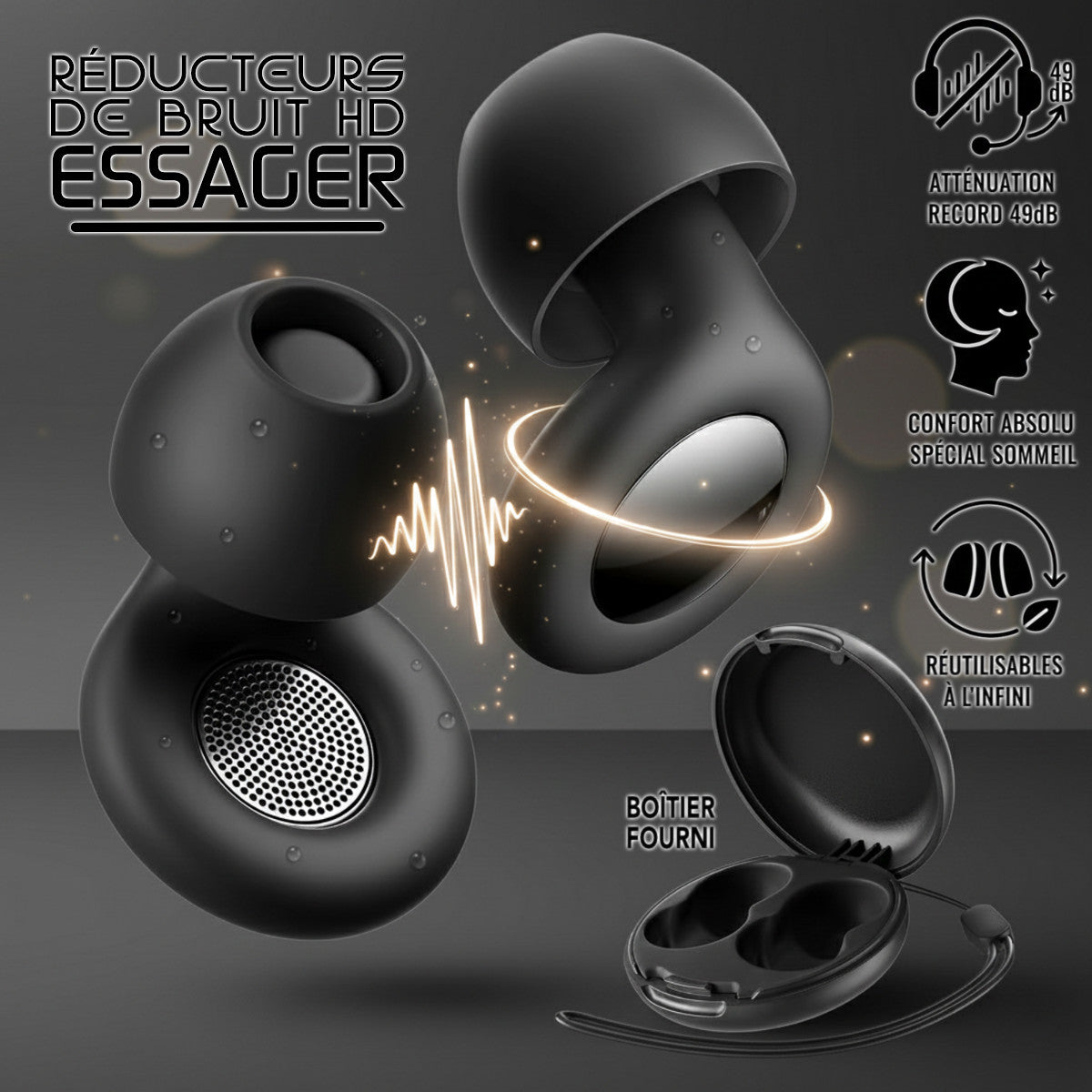 réducteurs de bruit noirs